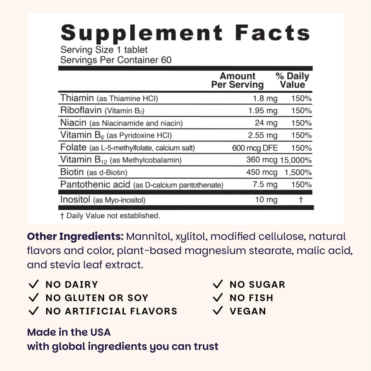 EZ Melts Dissolvable B-Complex - Vitamin B Complex with Methylated B12 & Folate - Strawberry Swirl - 60 Tablets - görsel 3