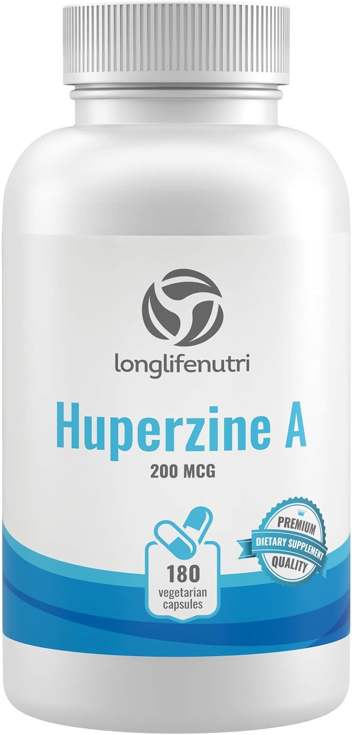 LongLifeNutri Huperzine A 200 mcg - Huperzia serrata Leaf Extract, 180 Vegetarian Capsules, Natural Nootropic for Concentration, Memory, and Clarity - görsel 9