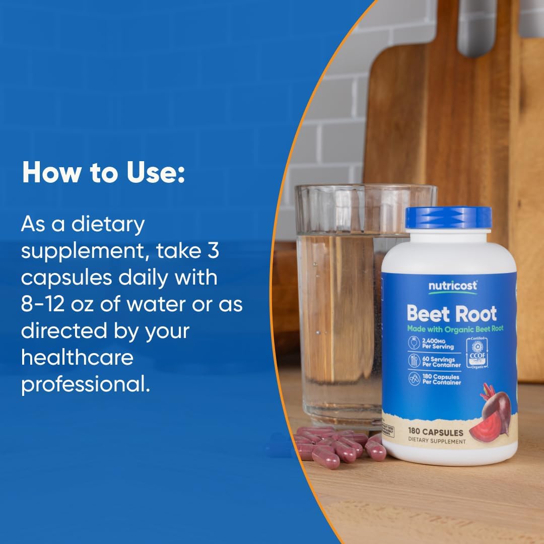 Nutricost Organic Beet Root 2400mg, 180 Capsules - CCOF Certified - görsel 7