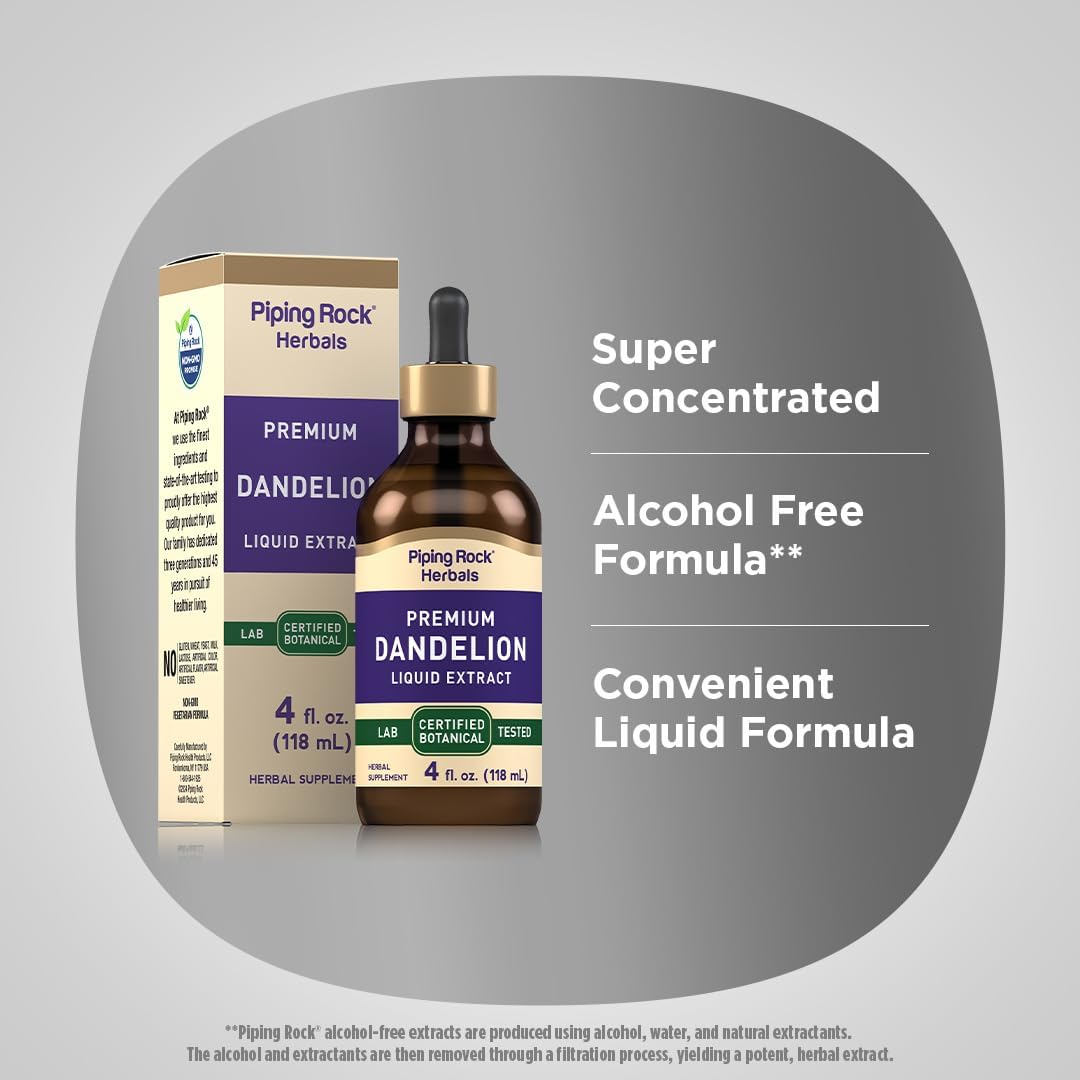Piping Rock Dandelion Root Extract Liquid - Alcohol-Free Tincture - 4 fl oz (118 ml) - görsel 4