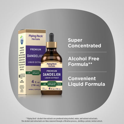 Piping Rock Dandelion Root Extract Liquid - Alcohol-Free Tincture - 4 fl oz (118 ml)