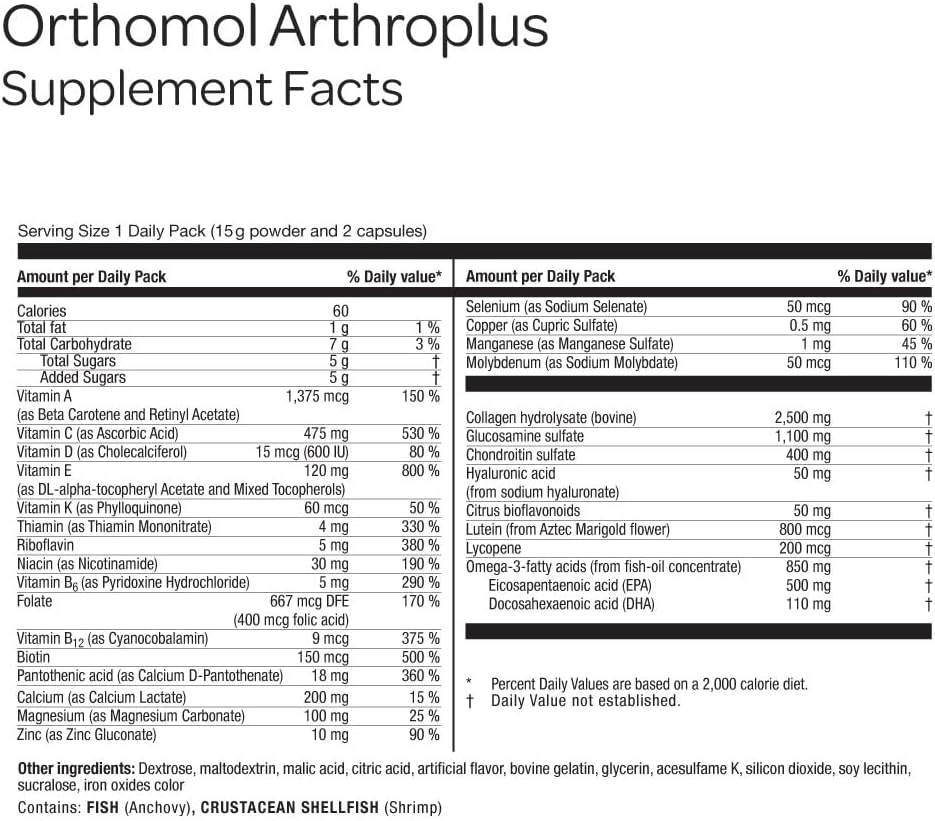 Orthomol Arthroplus – 30-Day Supply – Advanced Bone and Joint Health Food Supplement with Collagen, Glucosamine and Chondroitin - görsel 3