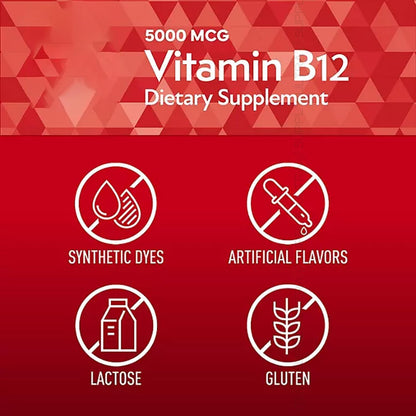 Members Mark Vitamin B12 (300 Count) Quick Dissolve Tablets, 5000 mcg – Cherry Flavour Methylcobalamin for Energy & Nervous System Support – USP Verified
