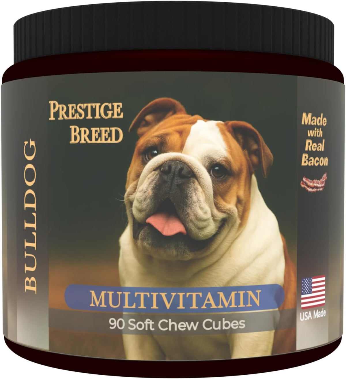Prestige Breed Multivitamins for Bulldogs - Balanced Nutrition with Real Bacon, 90 Count - görsel 1