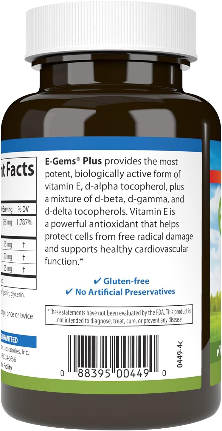 Carlson - E-Gems Plus, 400 IU (268 mg), Natural-Source Vitamin E, Optimal Wellness, 140 Soft Gels - görsel 3