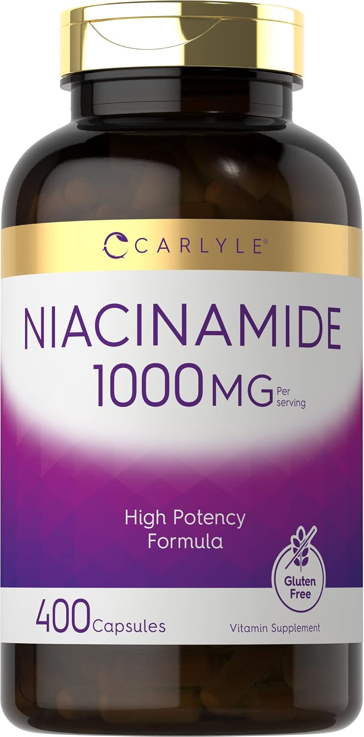 Carlyle Niacinamide 1000 mg, 400 Capsules – High Potency Vitamin B3 Supplement - görsel 1