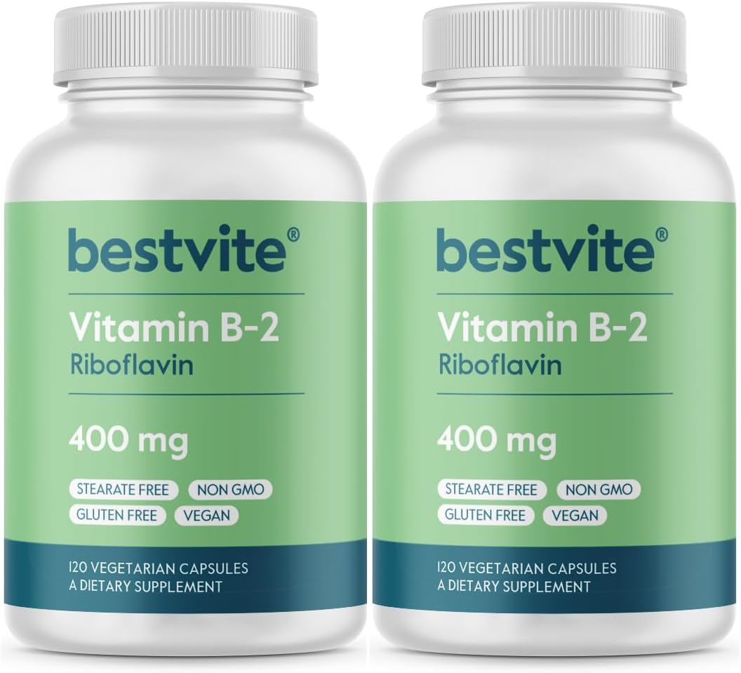 BESTVITE Vitamin B-2 (Riboflavin) 400mg - 240 Vegetarian Capsules - görsel 1