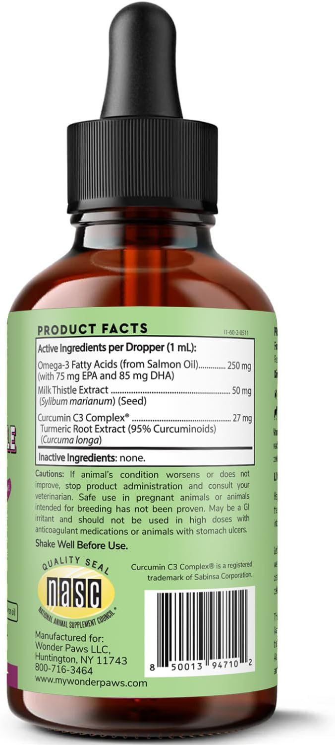 Wonder Paws Milk Thistle for Dogs – with Salmon Oil & Curcumin (60 ml) - görsel 2