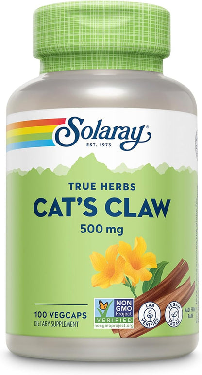 SOLARAY Cat's Claw Bark 500mg, Immune and Digestive Support, 100 Capsules