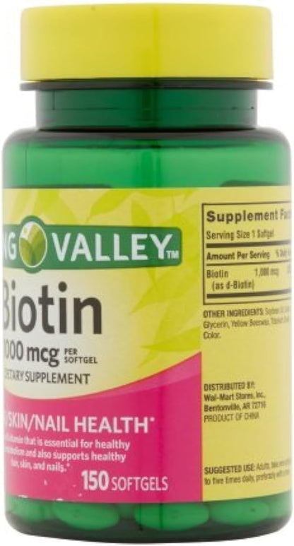 Spring Valley Biotin 1000mcg, 150 Tablets (Pack of 3)