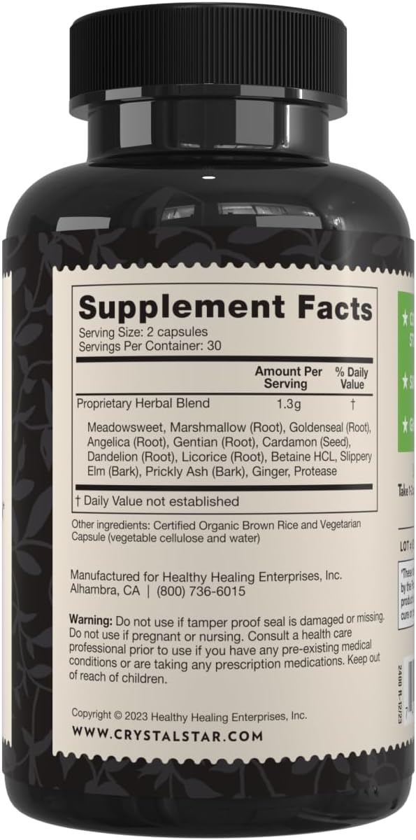 Crystal Star GI Support – Herbal Gut Health Supplement for Occasional Indigestion & Heartburn, 60 Capsules - görsel 3