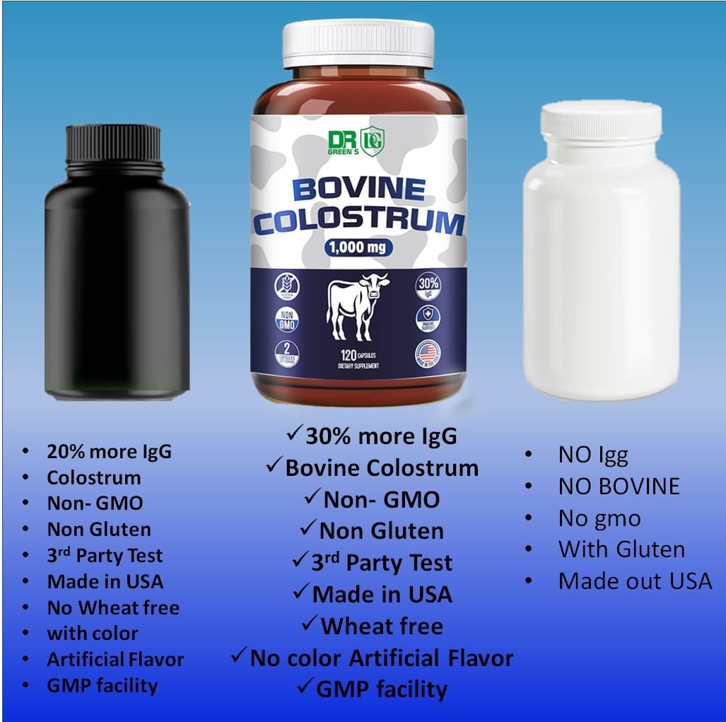 VITAMISAN Colostrum Supplement – 120 Capsules – 1000mg per Serving – 30% IgG Immunoglobulins – Non-GMO, Gluten-free – US Sourced - görsel 2