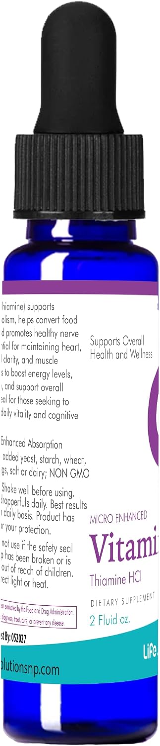 Life Solutions Vitamin B1 (Thiamine) Liquid Supplement – 2 oz Dropper for Energy & Nervous System Support - görsel 6