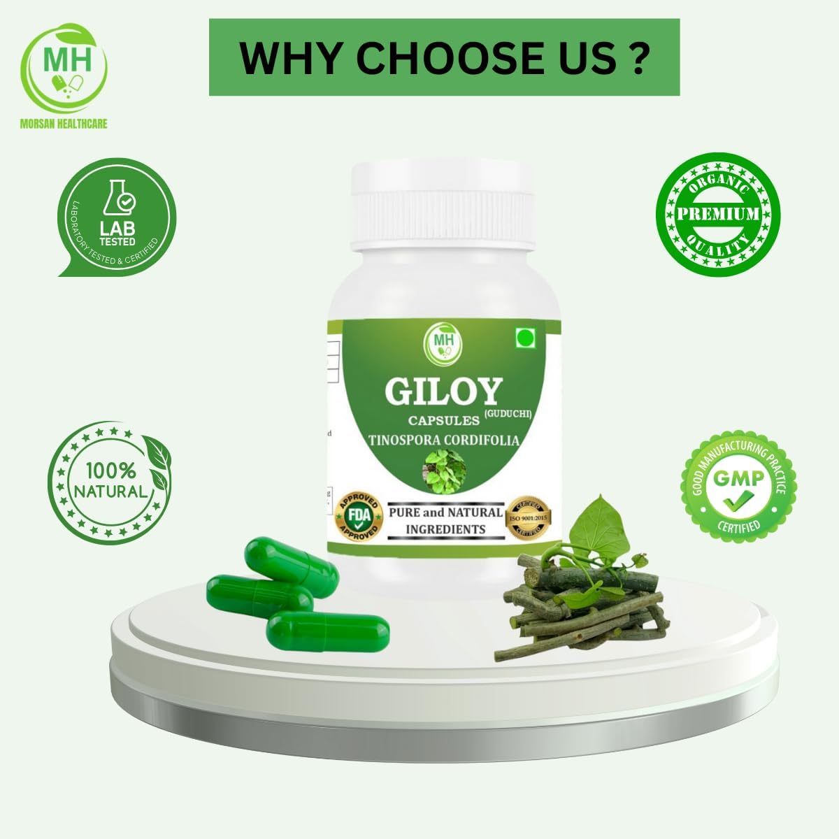 Morsan's Giloy (Tinospora Cordifolia) Capsules, Pack of 60 x 500 mg Veg Capsules - görsel 6