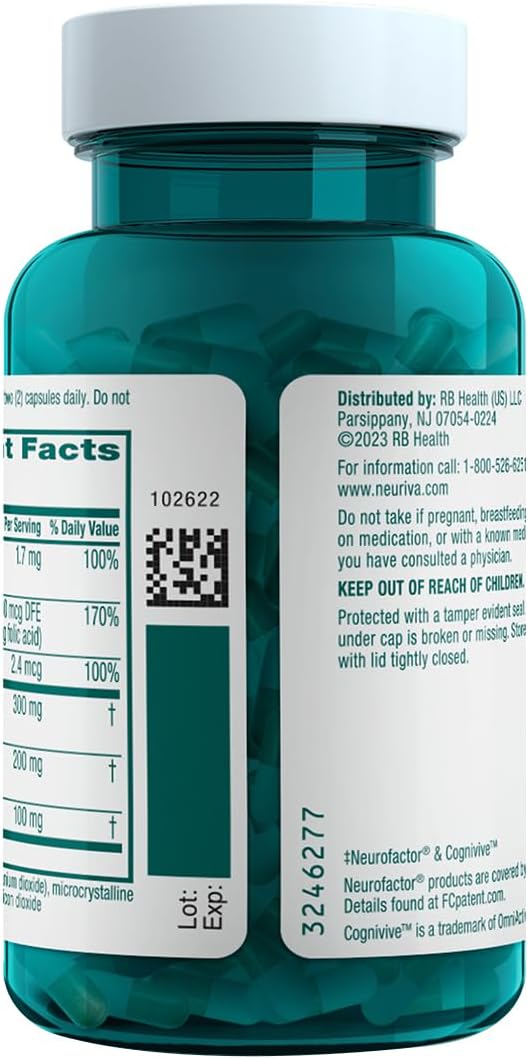 NEURIVA Ultra Decaf Brain Supplement – Clinically Tested Nootropic for Memory, Focus and Concentration – 60 Capsules (2-Pack) - görsel 3