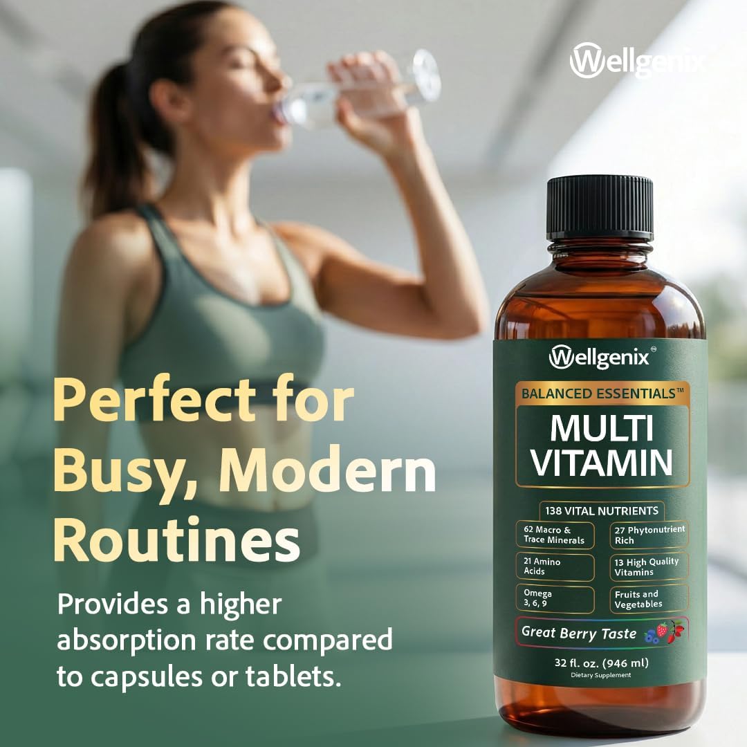 Wellgenix Balanced Essentials Liquid Multivitamin & Minerals - 946 ml - 138 Nutrients per Serving - görsel 4