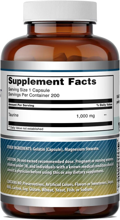 Amazing Formulae Taurine 1000 mg – 200 Capsules
