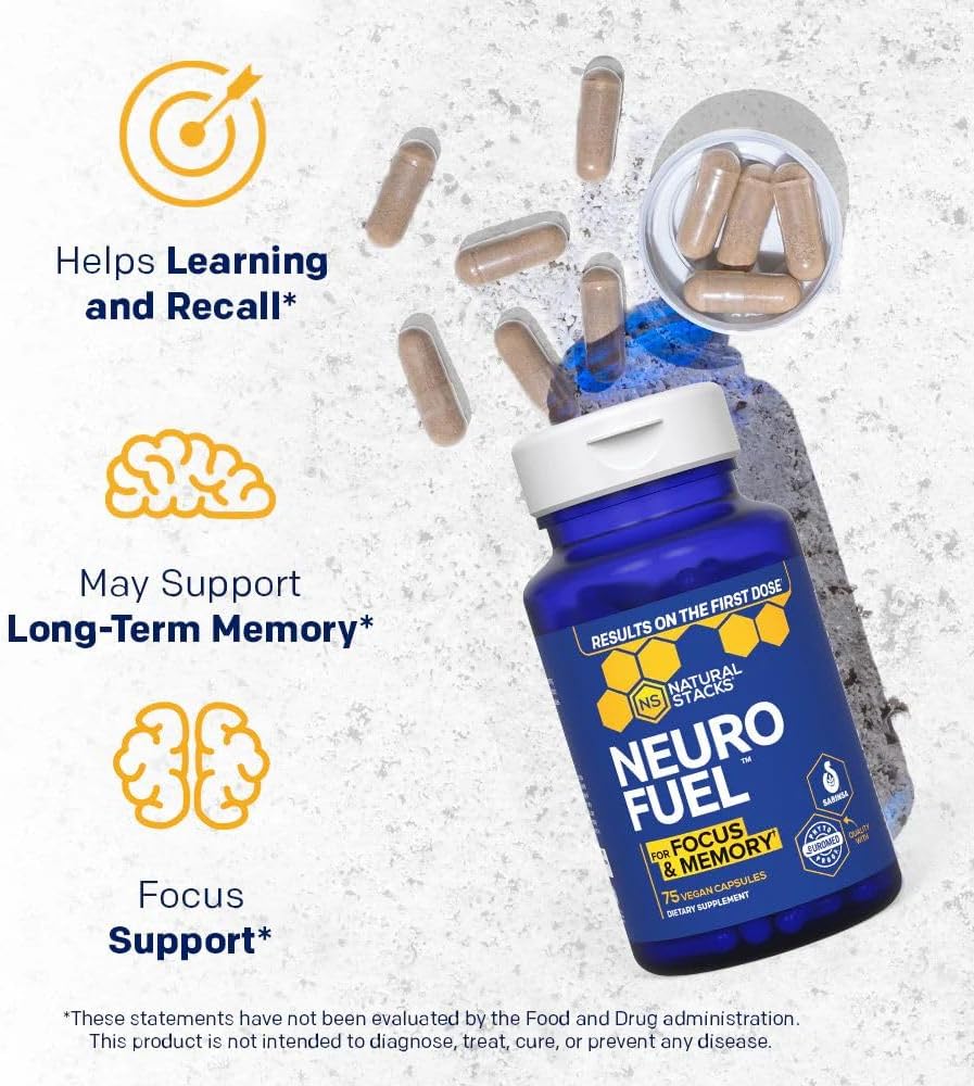 NATURAL STACKS Original NeuroFuel - Nootropic Brain Support Supplement - 75 Capsules - görsel 4
