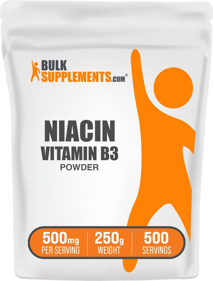 BulkSupplements.com Niacin Powder – Vitamin B3 (500mg per Serving, 1kg)