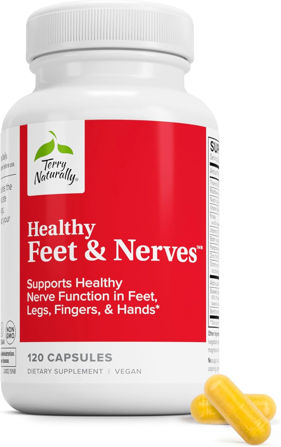 Terry Naturally Healthy Feet & Nerves – Nerve & Circulation Support with Bioactive B12 – 120 Vegan Capsules - görsel 1