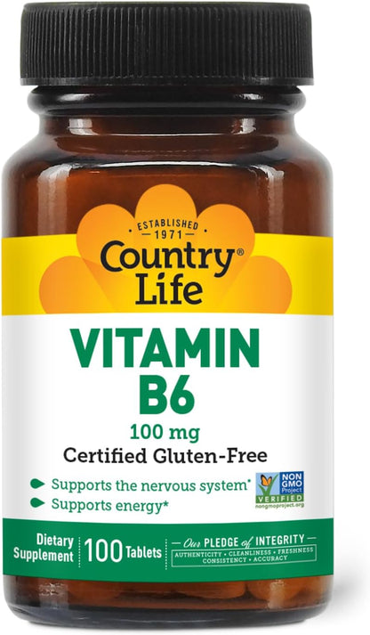 Country Life Vitamin B6 100 mg – 100 Vegan Capsules