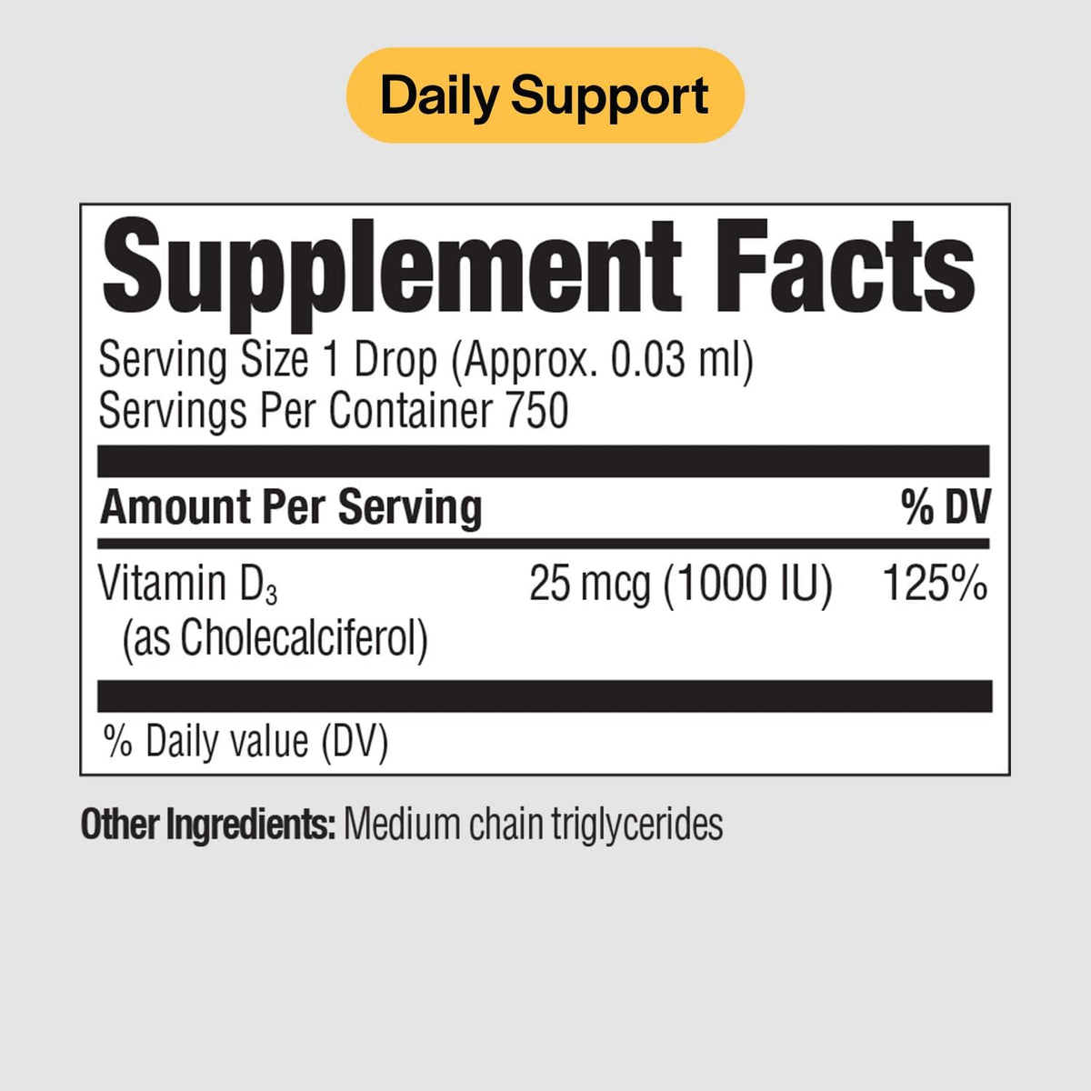 PureFormulas Liquid Vitamin D3 1000 IU Drops - Non-GMO, Vegetarian, 22 ml - görsel 2