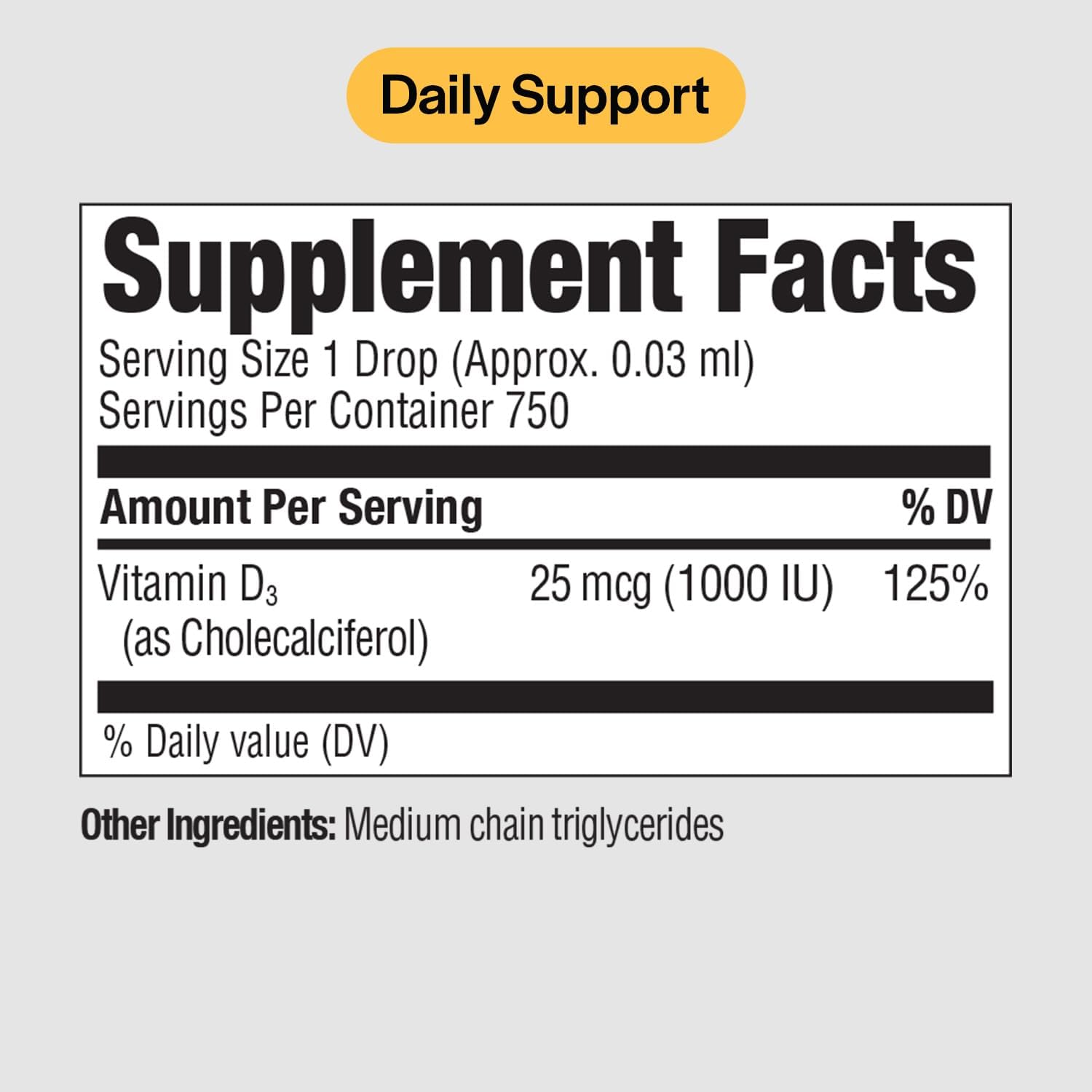 PureFormulas Liquid Vitamin D3 1000 IU Drops - Non-GMO, Vegetarian, 22 ml - görsel 2