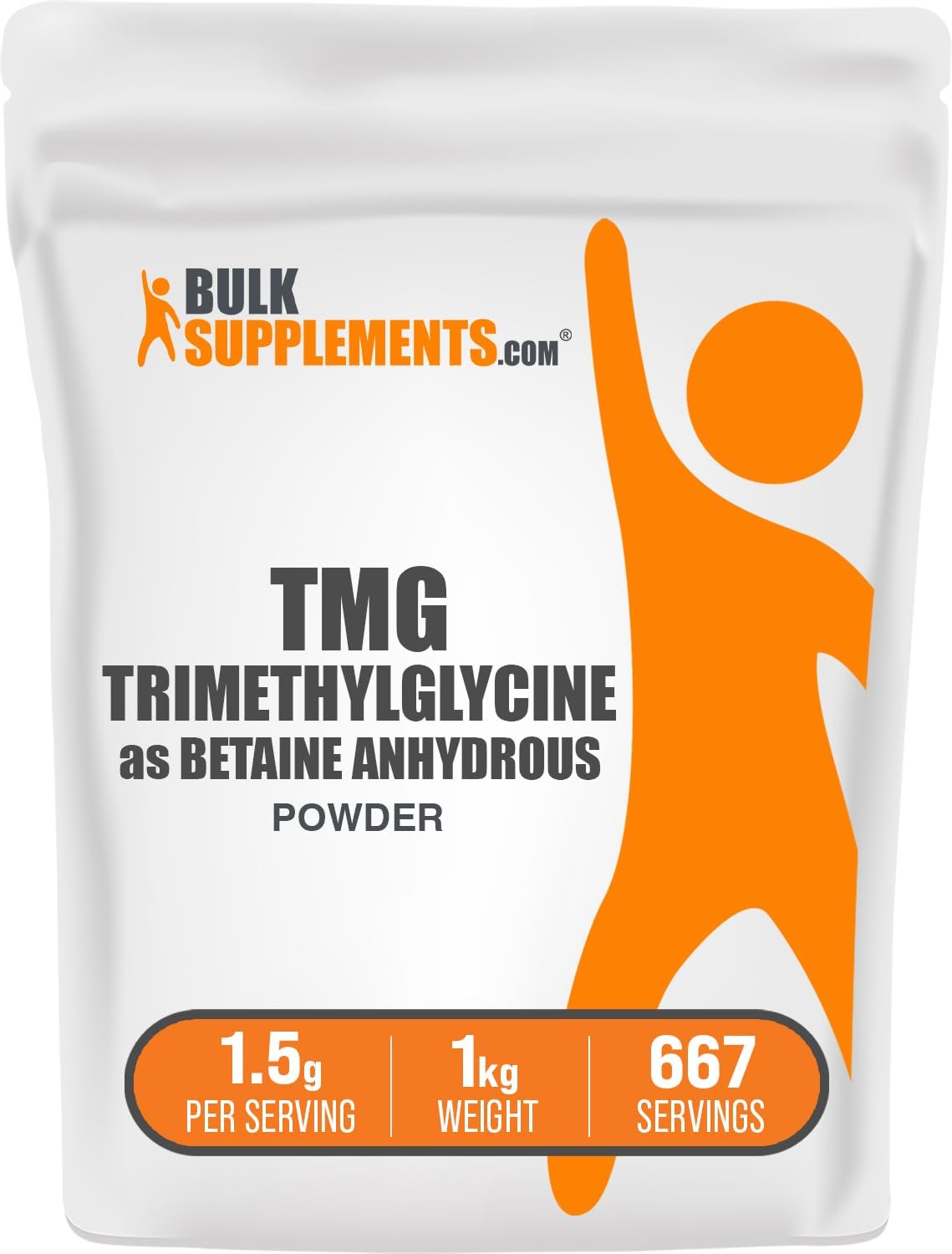 BulkSupplements.com Betaine Anhydrous Powder - Trimethylglycine, TMG Supplements, TMG Powder - Betaine TMG - Gluten-free, 1500mg per Serving, 1kg (2.2 lbs) - görsel 1