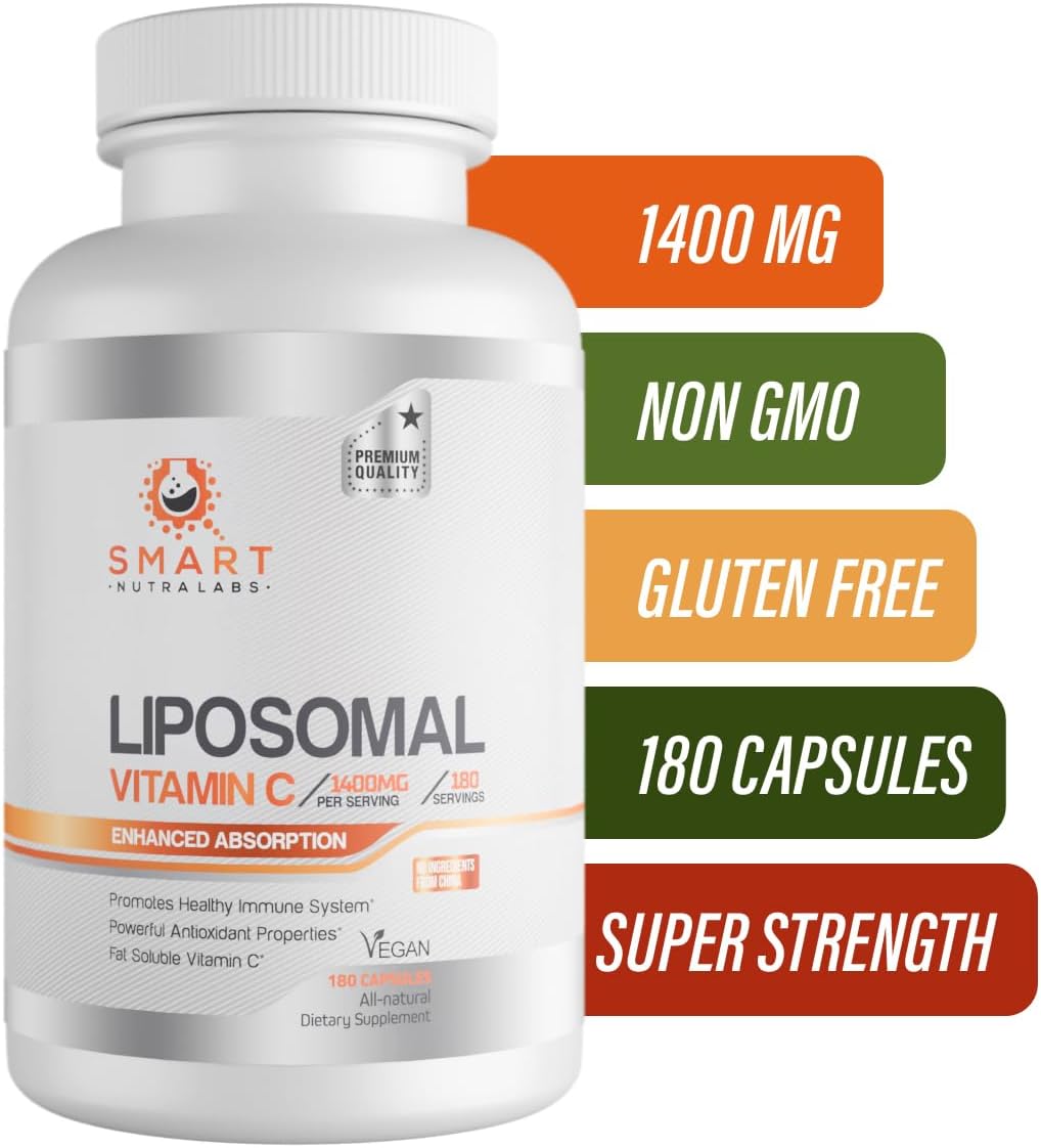 Liposomal Vitamin C 1400mg, 180 Vegan Capsules – Smart Nutra Labs - görsel 6