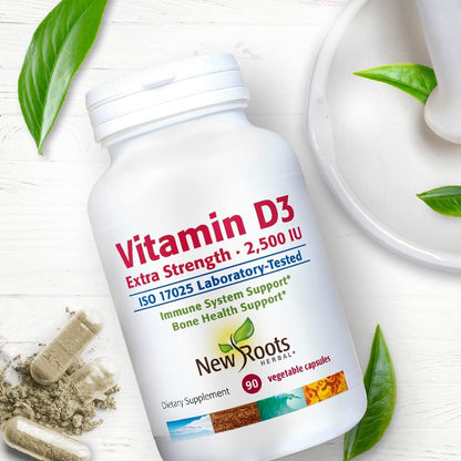 NEW ROOTS HERBAL Vitamin D3 2,500 IU (62.5 mcg) | Non-GMO & Gluten-free (90 Veg Caps)