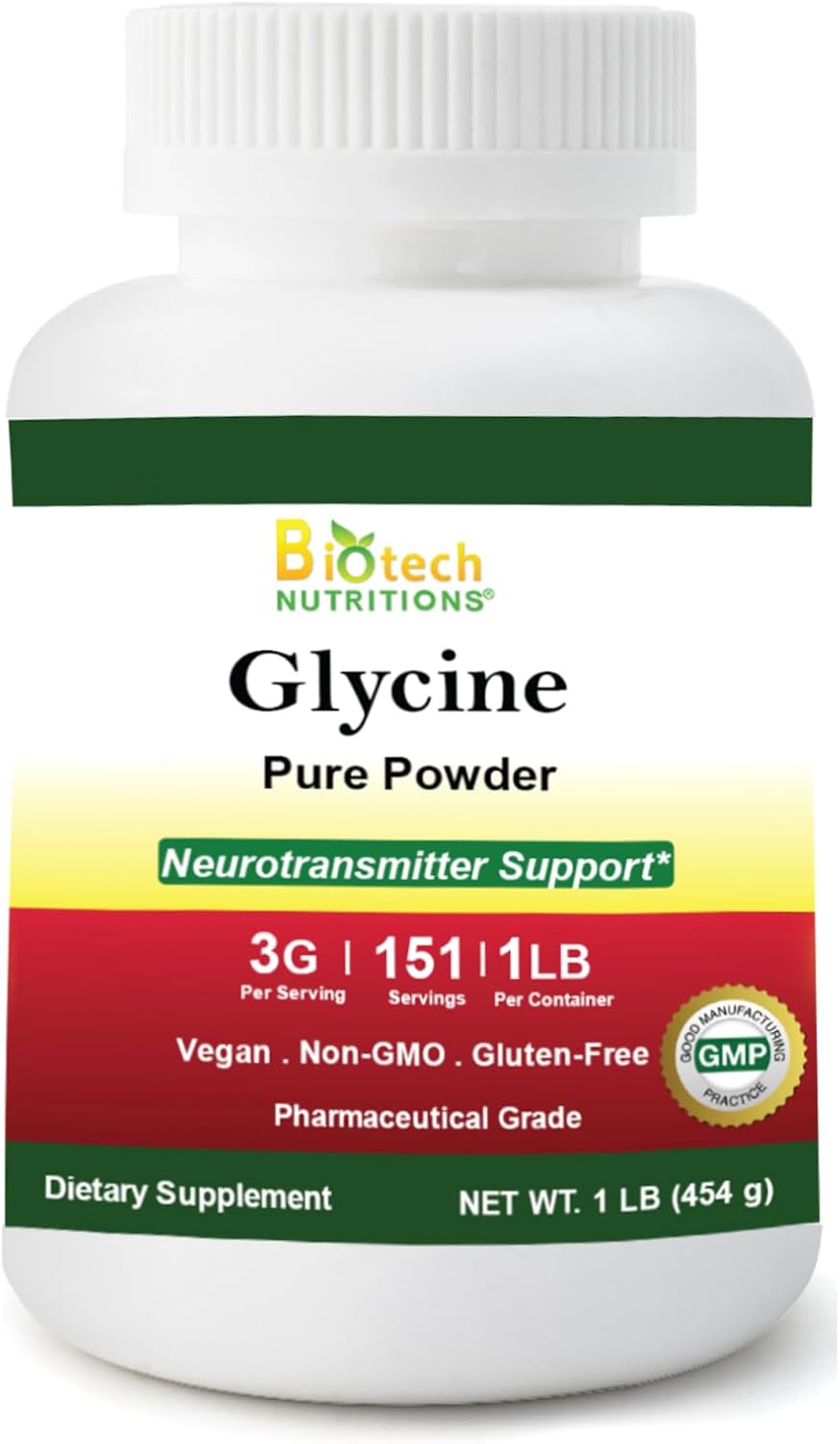 Pure Glycine Powder 454 g - Gluten-free, Non-GMO, Vegan - görsel 1
