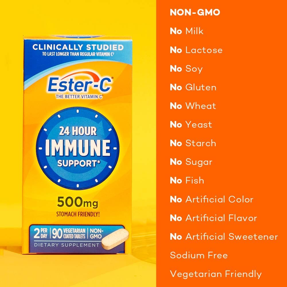 Ester-C Vitamin C Coated Tablets, 500 mg, 90 Tablets - görsel 3
