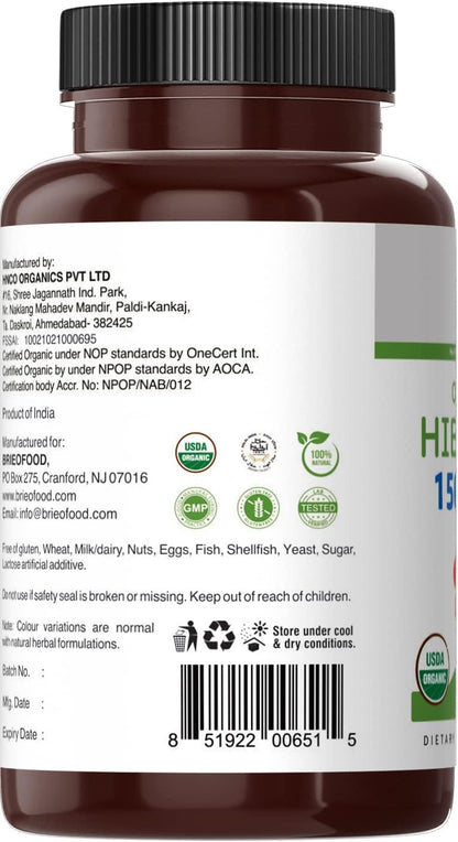 Organic Hibiscus 1500mg, 45 Servings, Vegetarian, Gluten-free, 90 Vegetarian Tablets
