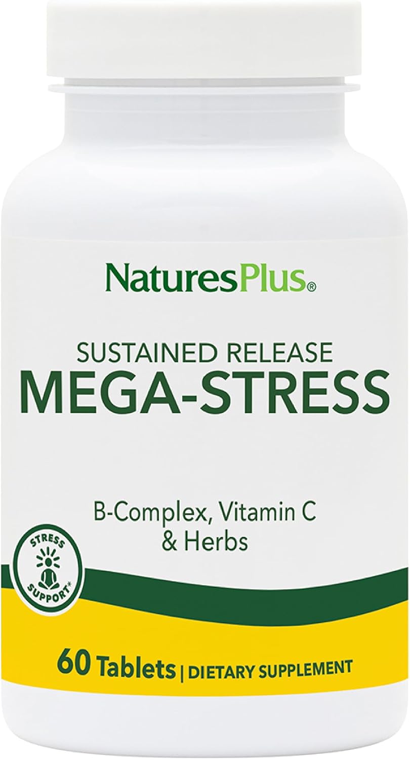 NaturesPlus Mega-Stress Complex – Sustained Release B Complex with Vitamin C, Chamomile and Herbs, 90 Vegetarian Tablets - görsel 7