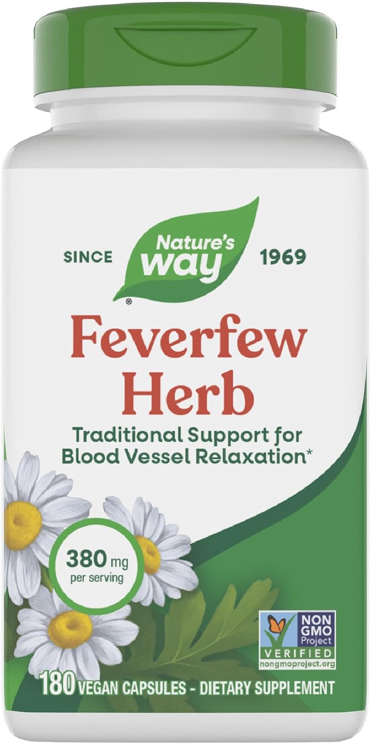 Nature's Way Feverfew Herb – Traditional Support for Blood Vessel Relaxation, 380 mg, 100 Vegan Capsules - görsel 10
