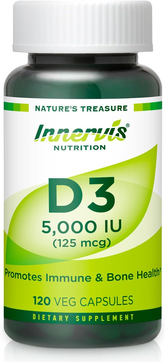High Potency Vitamin D3 5000 IU – Immune Support & Bone Health, 120 Vegetarian Capsules - görsel 1