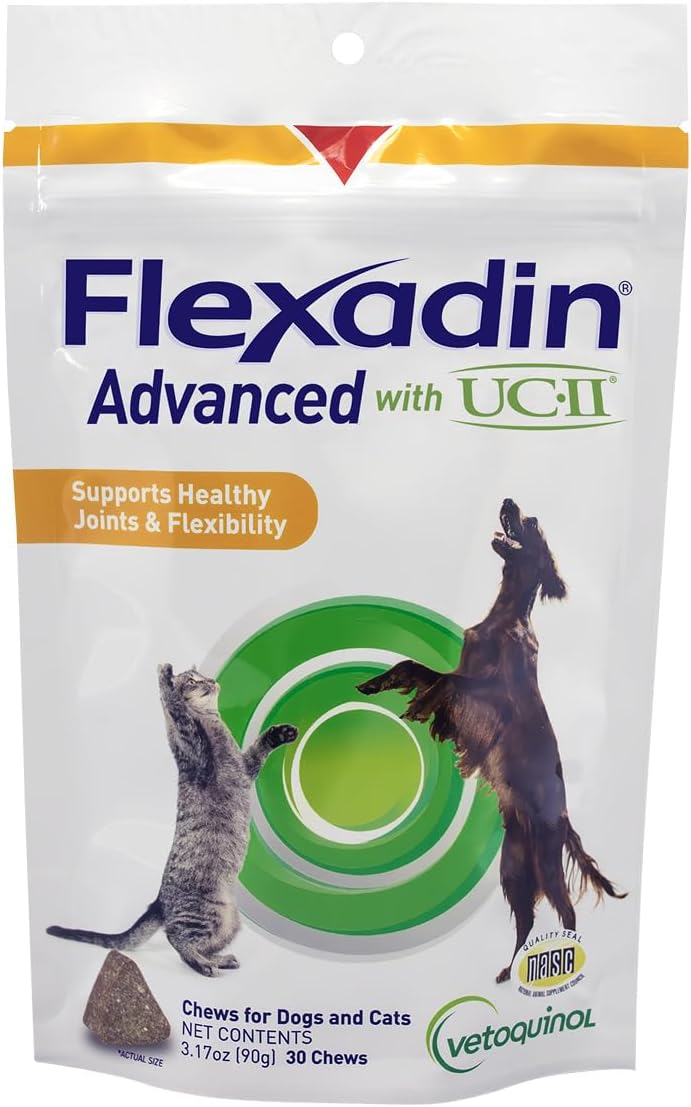 Vetoquinol Flexadin Advanced Hip and Joint Supplement with Undenatured Collagen for Dogs and Cats, 30 Chews - görsel 1