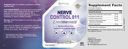 Phytage Labs Nerve Control 911 – Herbal Nerve Support Supplement – 60 Capsules