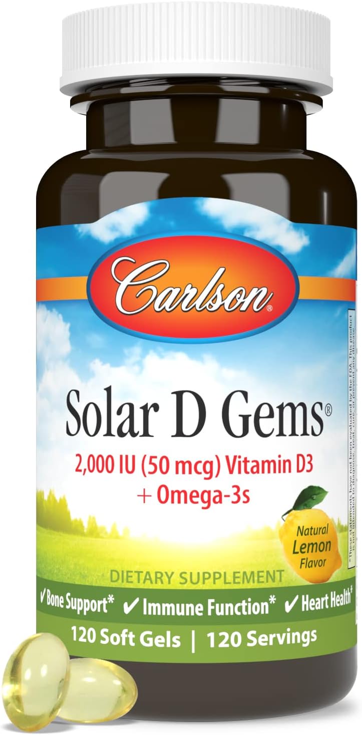 Carlson Labs Solar D Gems Vitamin D3, 2000 IU, 120 Softgels - görsel 5