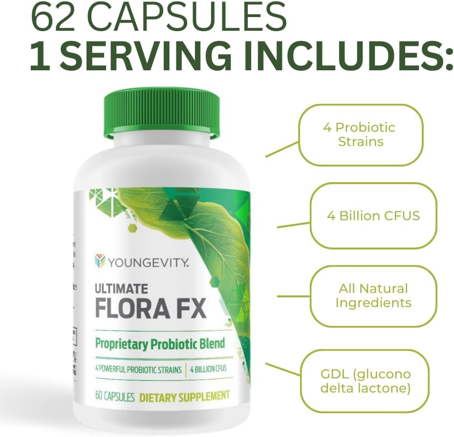 Youngevity Ultimate Flora FX - 60 Capsules (2 Bottles) - görsel 4
