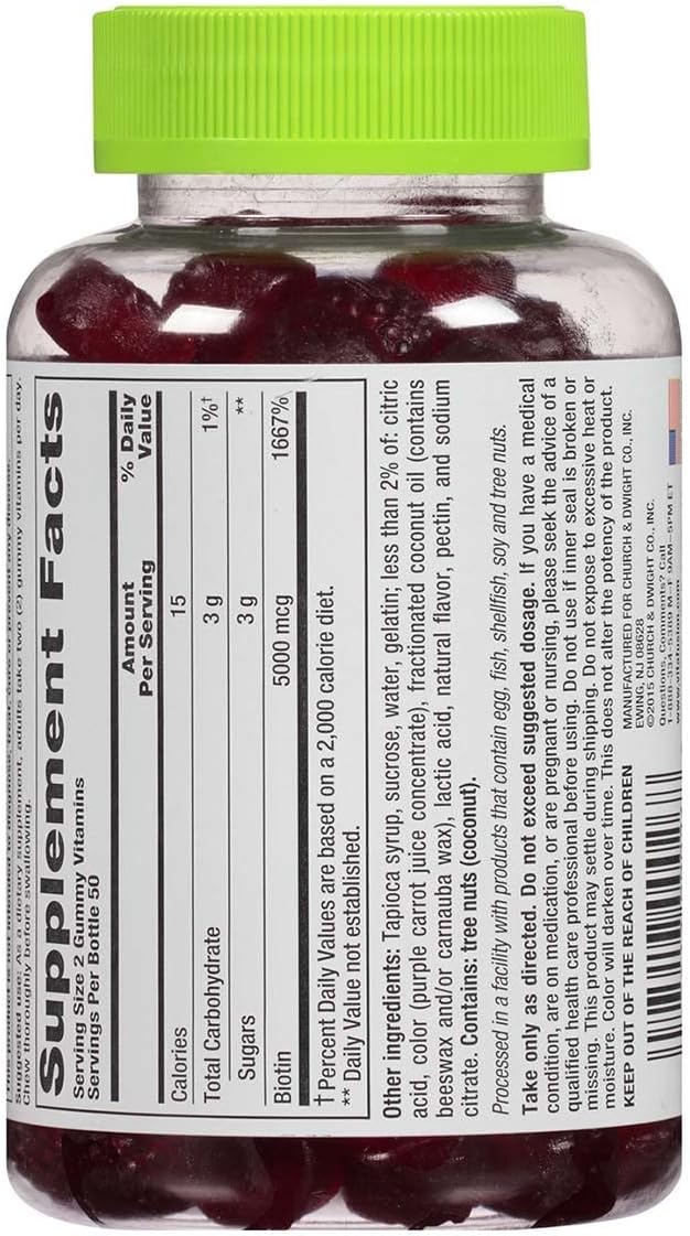 Vitafusion Extra Strength Biotin Gummy Vitamins, Berry Flavour, 100 Gummies - görsel 5