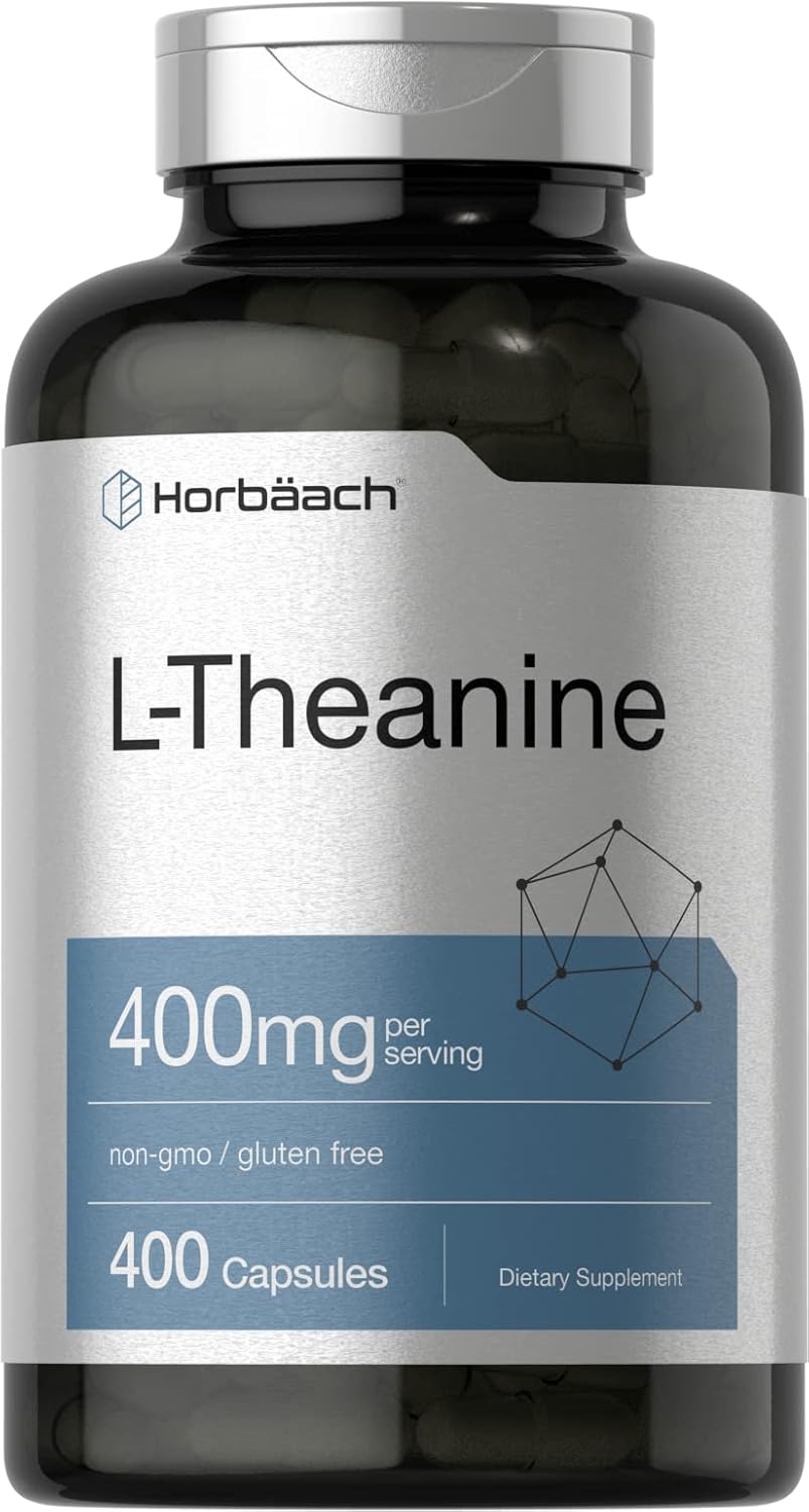 Horbäach L-Theanine 400mg, 400 Capsules - High Potency Food Supplement, Non-GM & Gluten-free - görsel 1