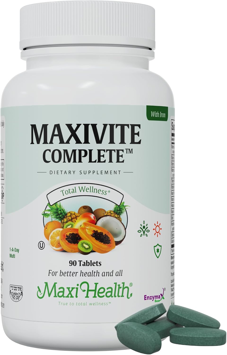 Maxi Health Multivitamin with Iron – Once Daily, Kosher – 90 Tablets - görsel 1
