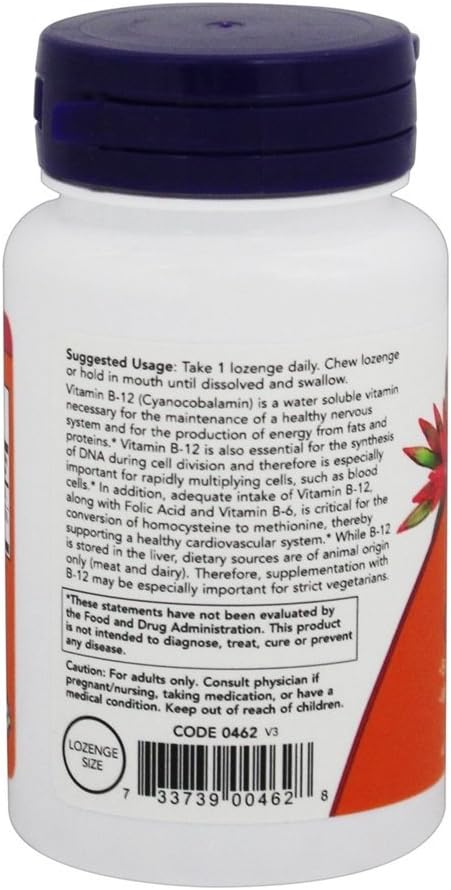 NOW Foods B-12 5000 mcg with Folic Acid, 60 Tablets (Pack of 6) - görsel 3