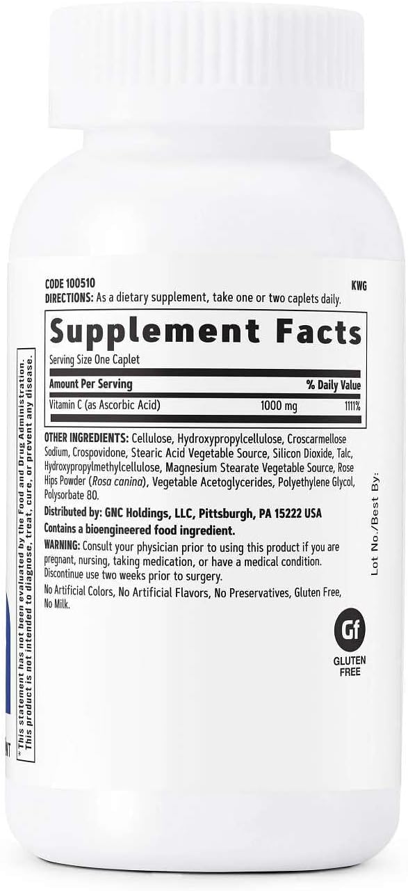 GNC Vitamin C 1000mg, 100 Caplets – Immune Support - görsel 2