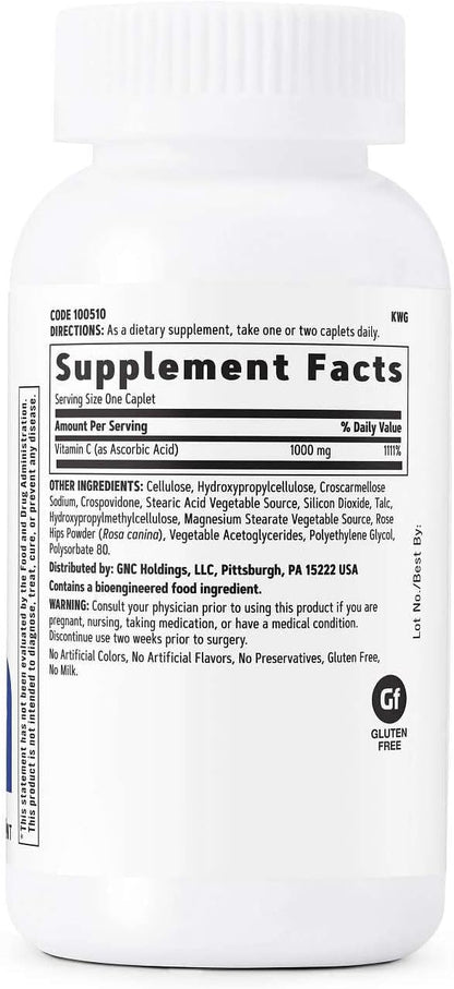 GNC Vitamin C 1000mg, 100 Caplets – Immune Support