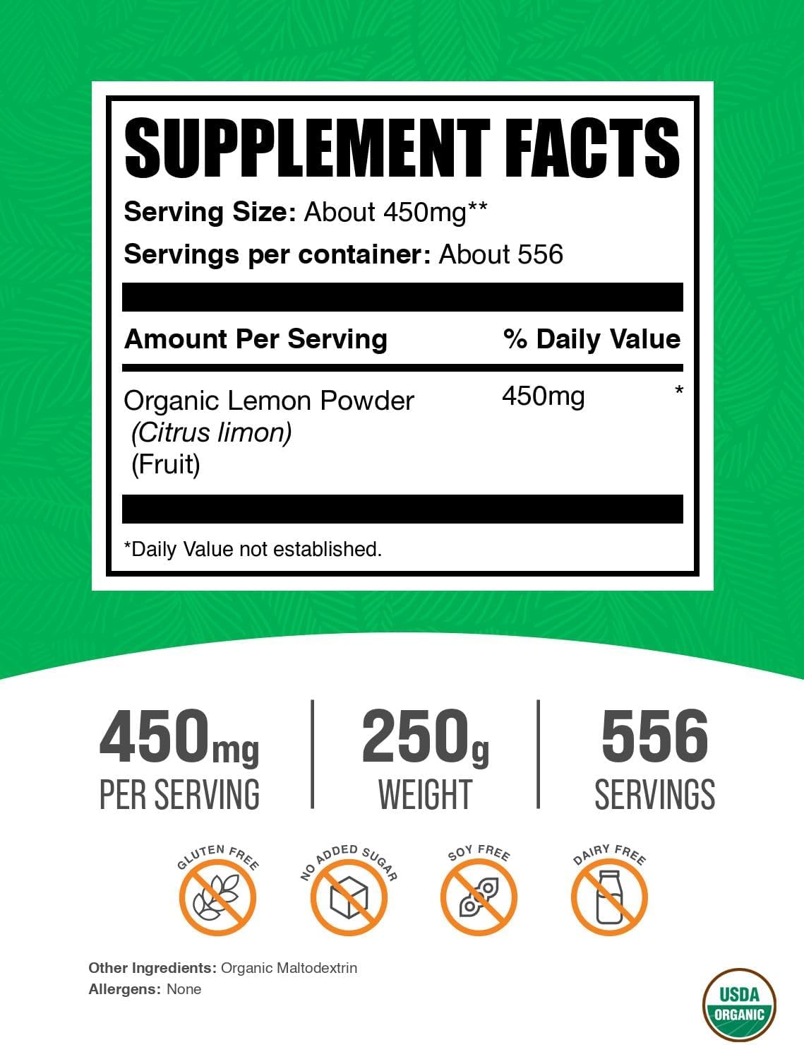 Organic Lemon Powder - Natural Vitamin C Source, 250g - görsel 2