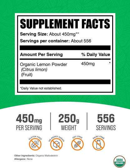 Organic Lemon Powder - Natural Vitamin C Source, 250g
