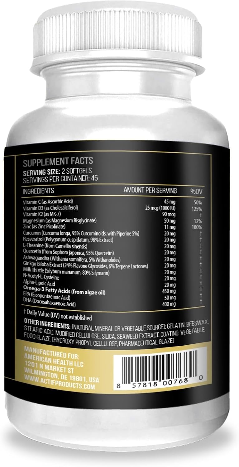 ACTIF Klotho Mega Support with 20+ Advanced Factors for Longevity Support - Non GMO, Made in USA, 90 Count - görsel 2
