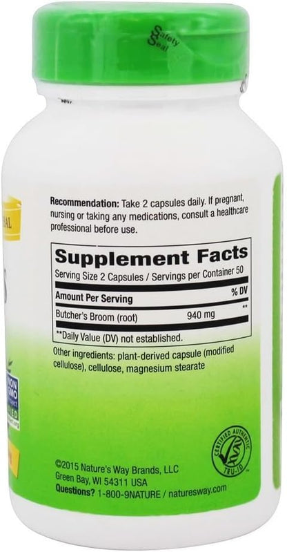 Nature's Way Butcher's Broom Root – 100 Capsules